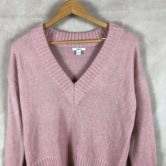 BAR III Pink V-neck Knit Sweater, NWT Small - Picture 2 of 6